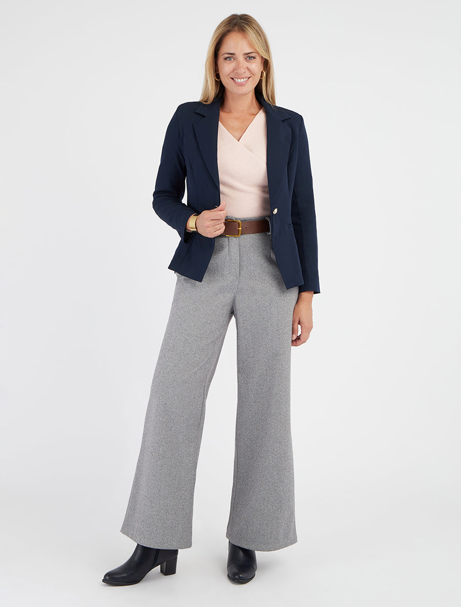 Blazer uni boutonné - Marine - 8
