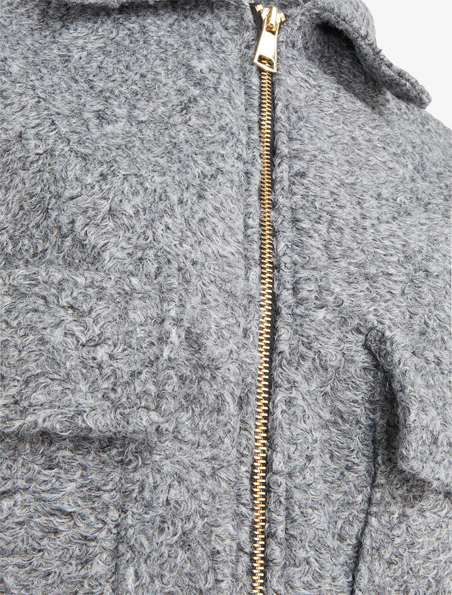 Manteau court à poches à rabat - Gris - 3