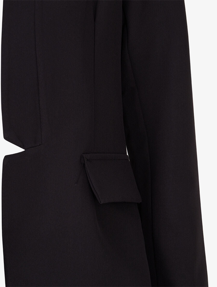 Veste à col droit et bord cranté - Noir - 3
