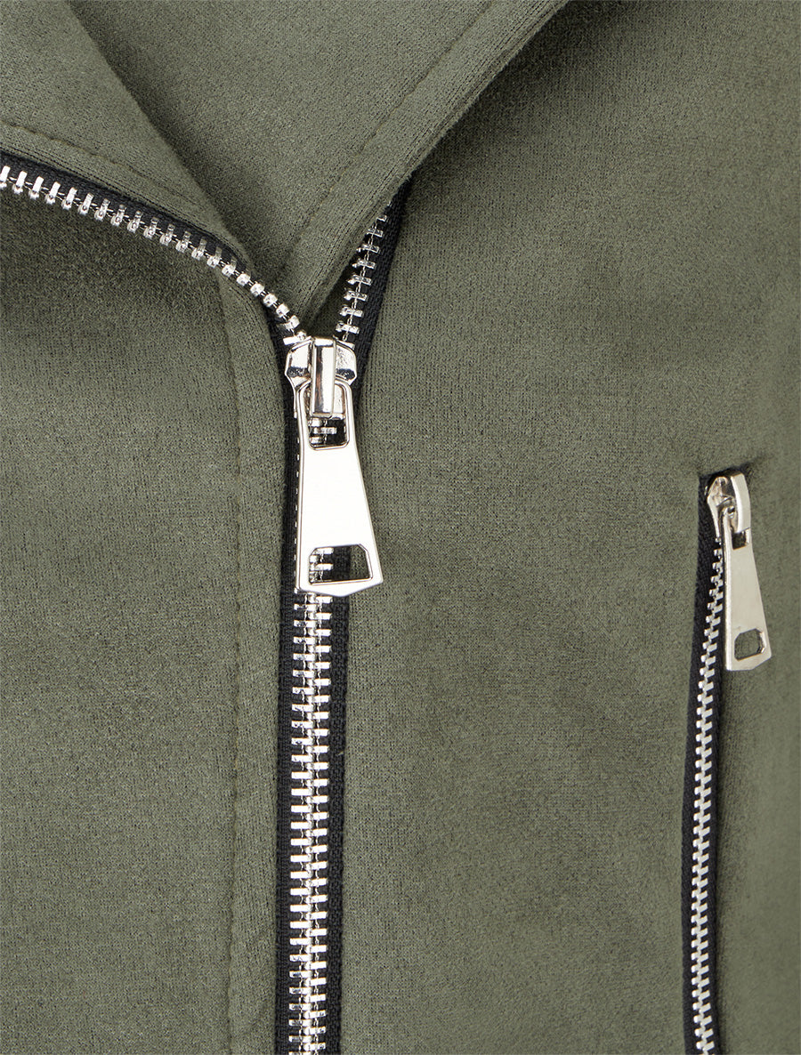 Veste en suédine style perfecto - Kaki - 3