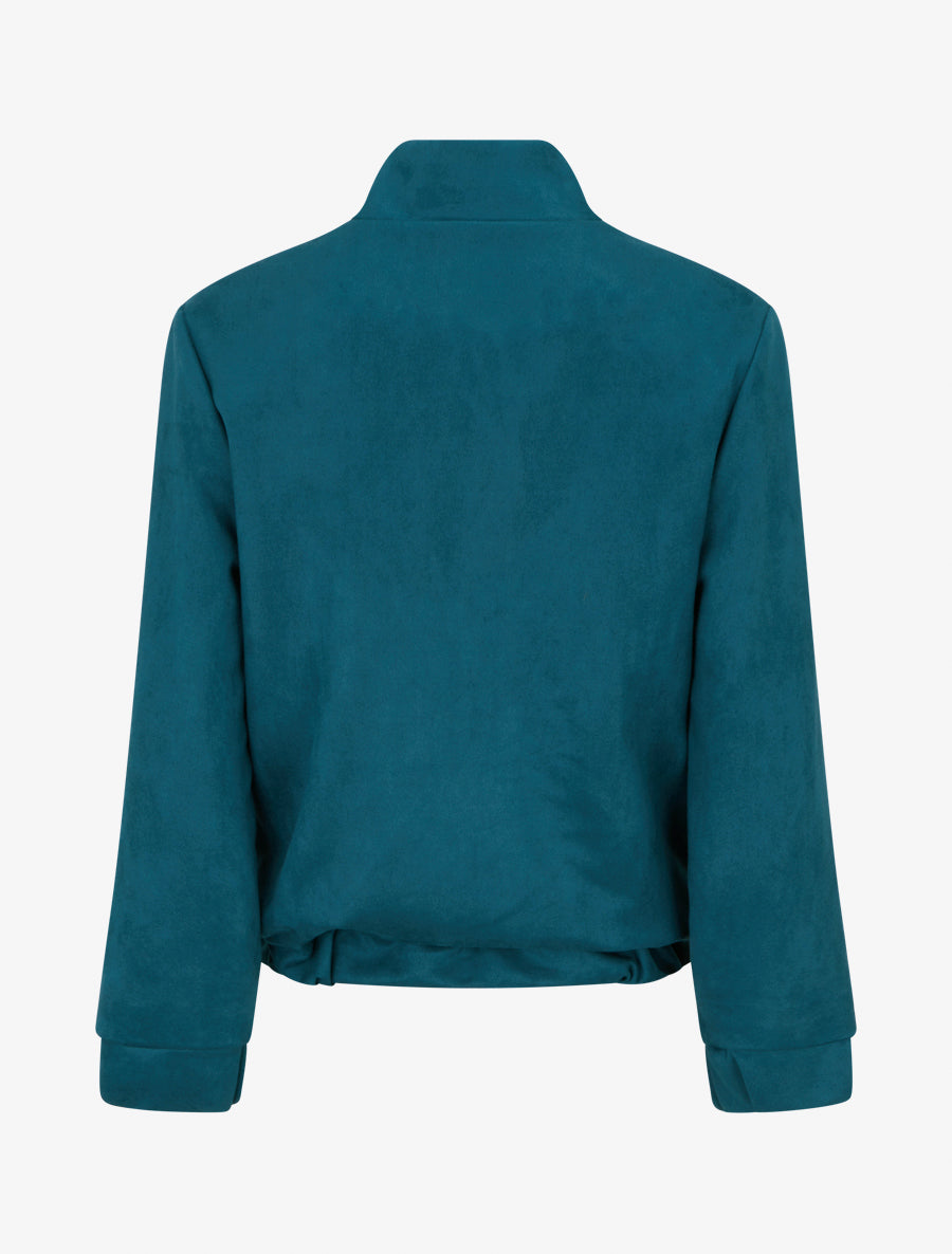 Veste élastiquée en suédine - Bleu canard - 2