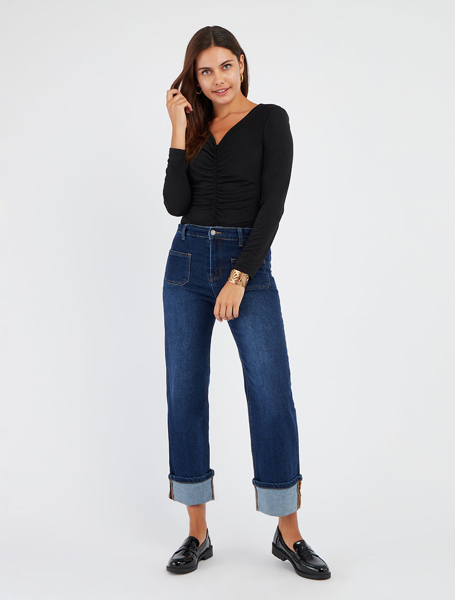 Body stretch à col V - Noir - 8