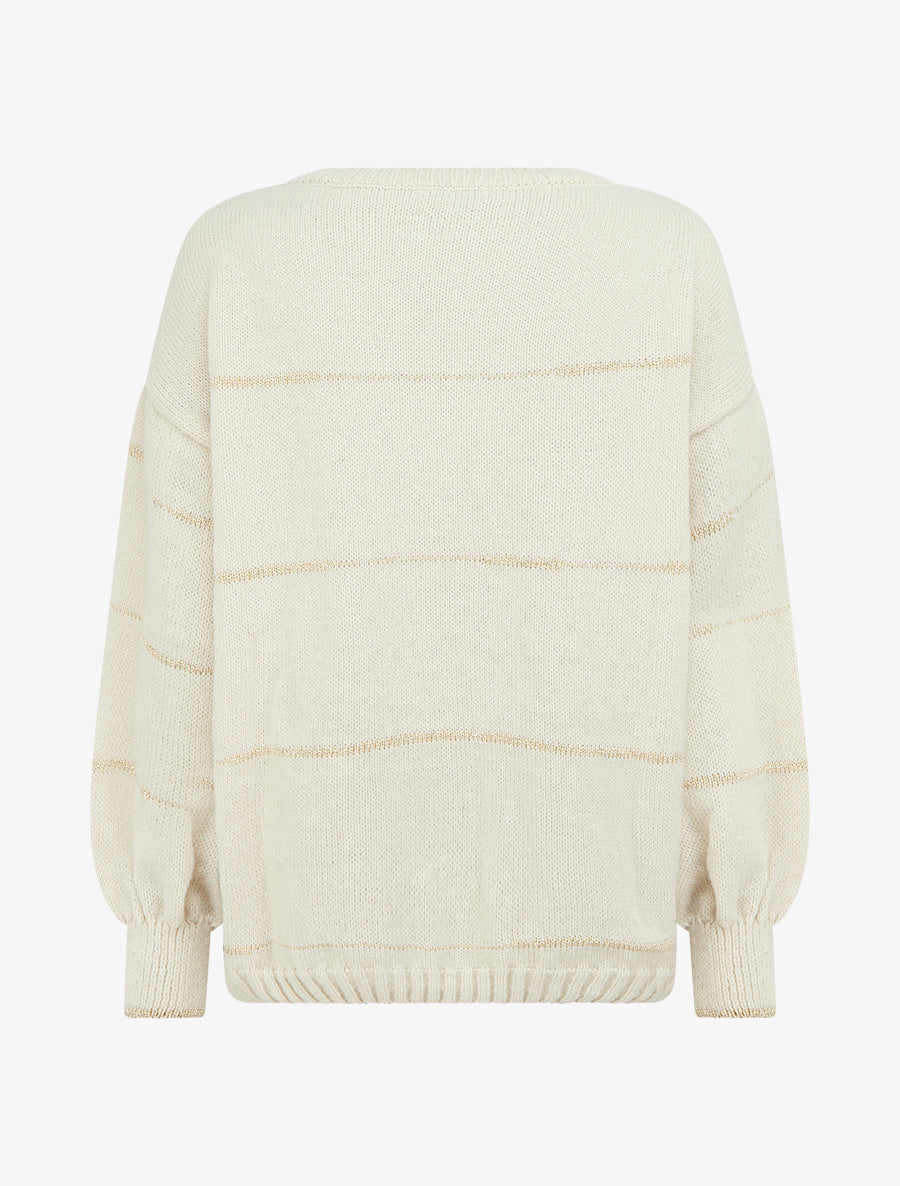 Pull uni à rayures irisées - Crème - 2
