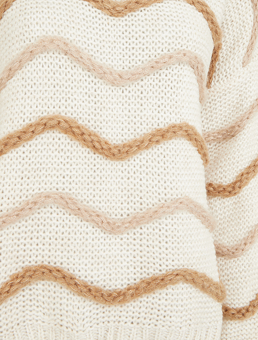 Pull en maille à motif vagues - Beige - 3