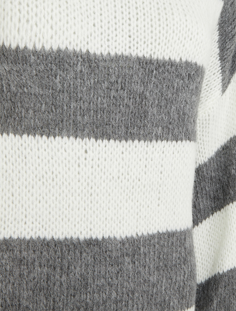 Pull en maille rayé bicolore - Gris - 3