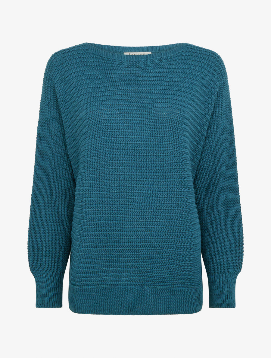 Pull uni à manches chauves-souris - Bleu canard - 1