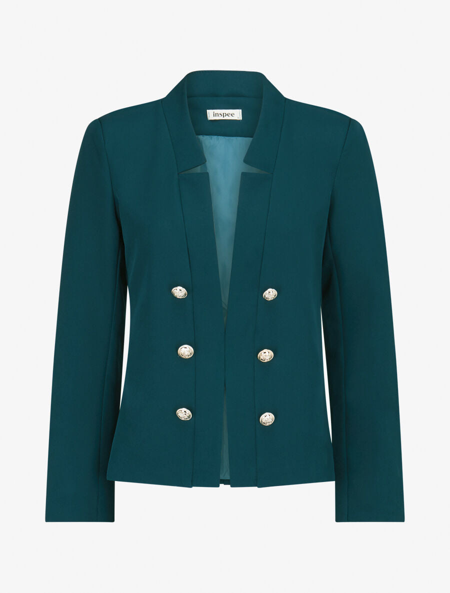 Veste officier à col droit - Bleu pétrole - 1