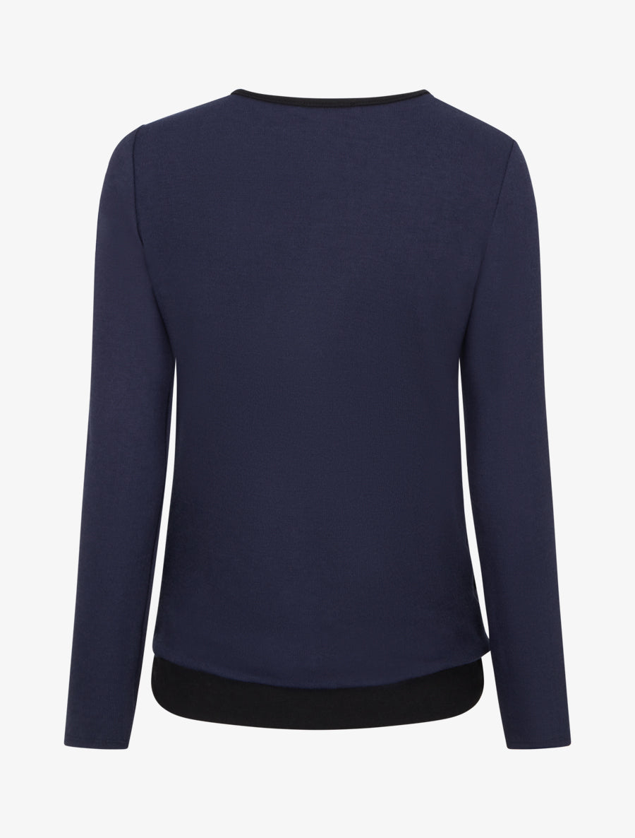 Pull fin ajouré à boutons - Marine - 2