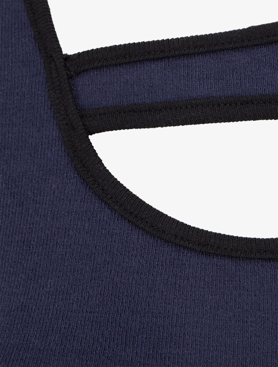 Pull fin ajouré à boutons - Marine - 3