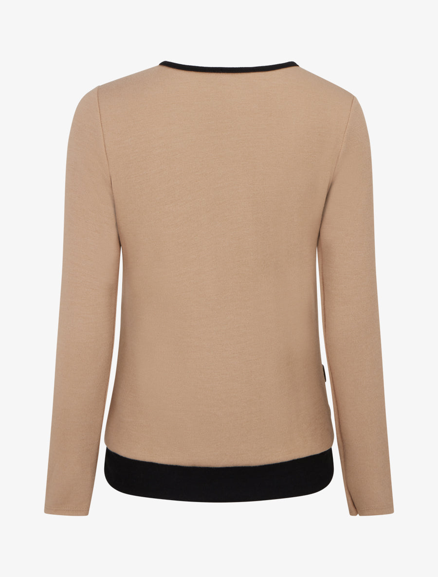 Pull fin ajouré à boutons - Beige - 2