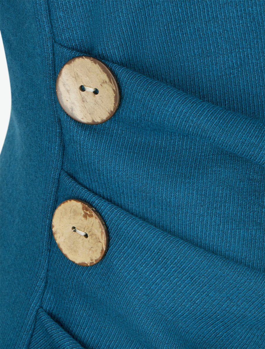 Pull fin ajouré à boutons - Bleu canard - 3