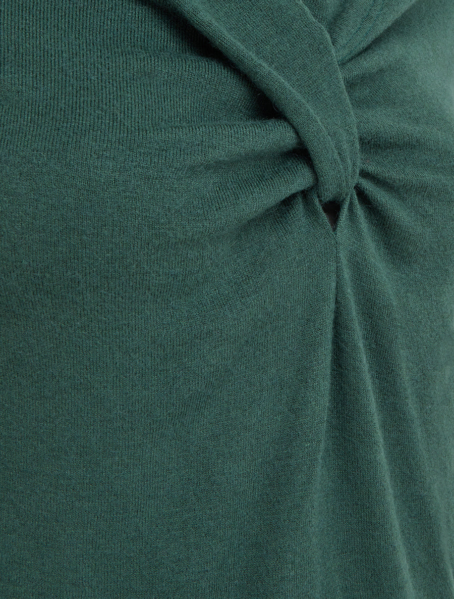 Pull fin uni à col fantaisie - Vert sapin - 3