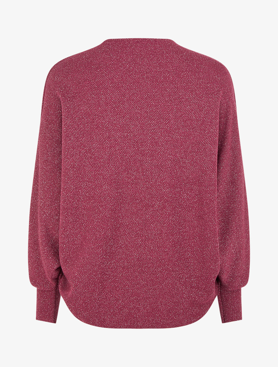 Gilet uni irisé à manches chauves-souris - Prune - 2