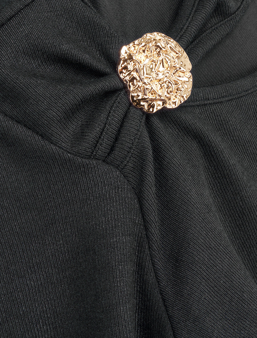Pull ajouré à empiècement bijou - Noir - 3