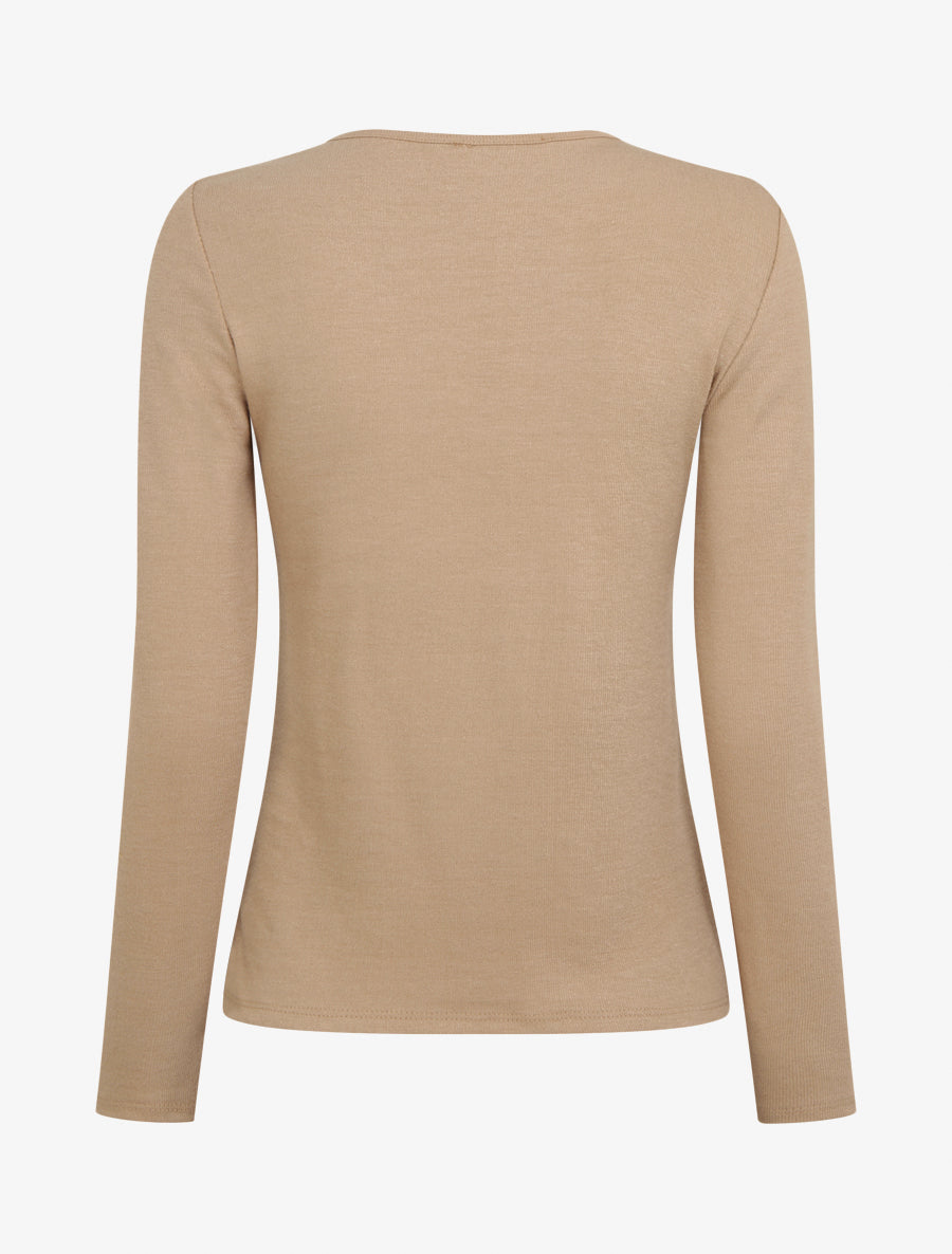 Pull ajouré à empiècement bijou - Taupe - 2