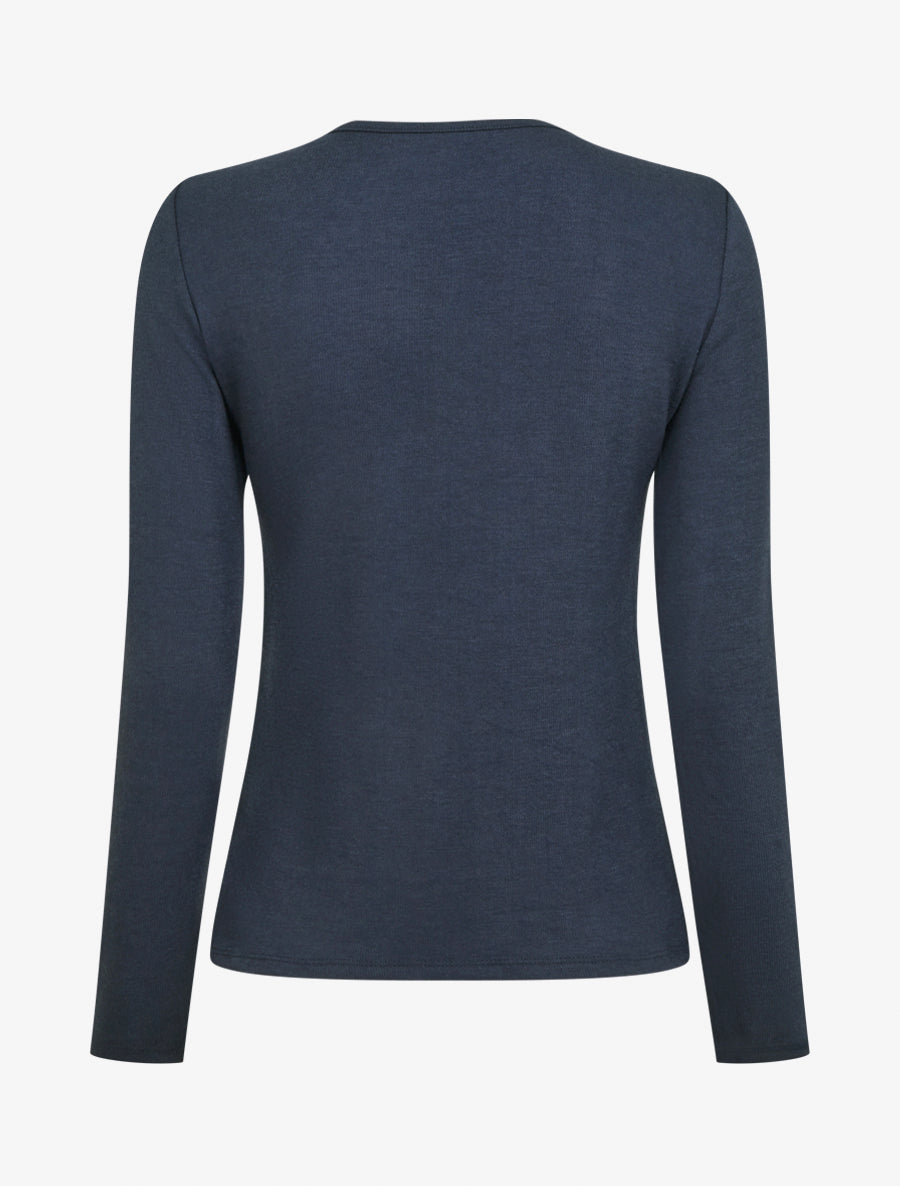 Pull ajouré à empiècement bijou - Marine - 2