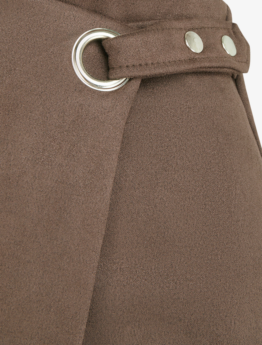 Jupe style portefeuille à oeillet - Marron