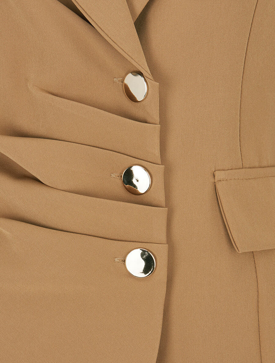 Veste asymétrique à plis - Camel - 3