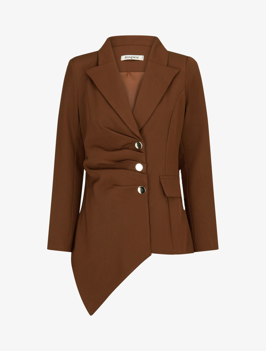 Veste asymétrique à plis - Marron - 1