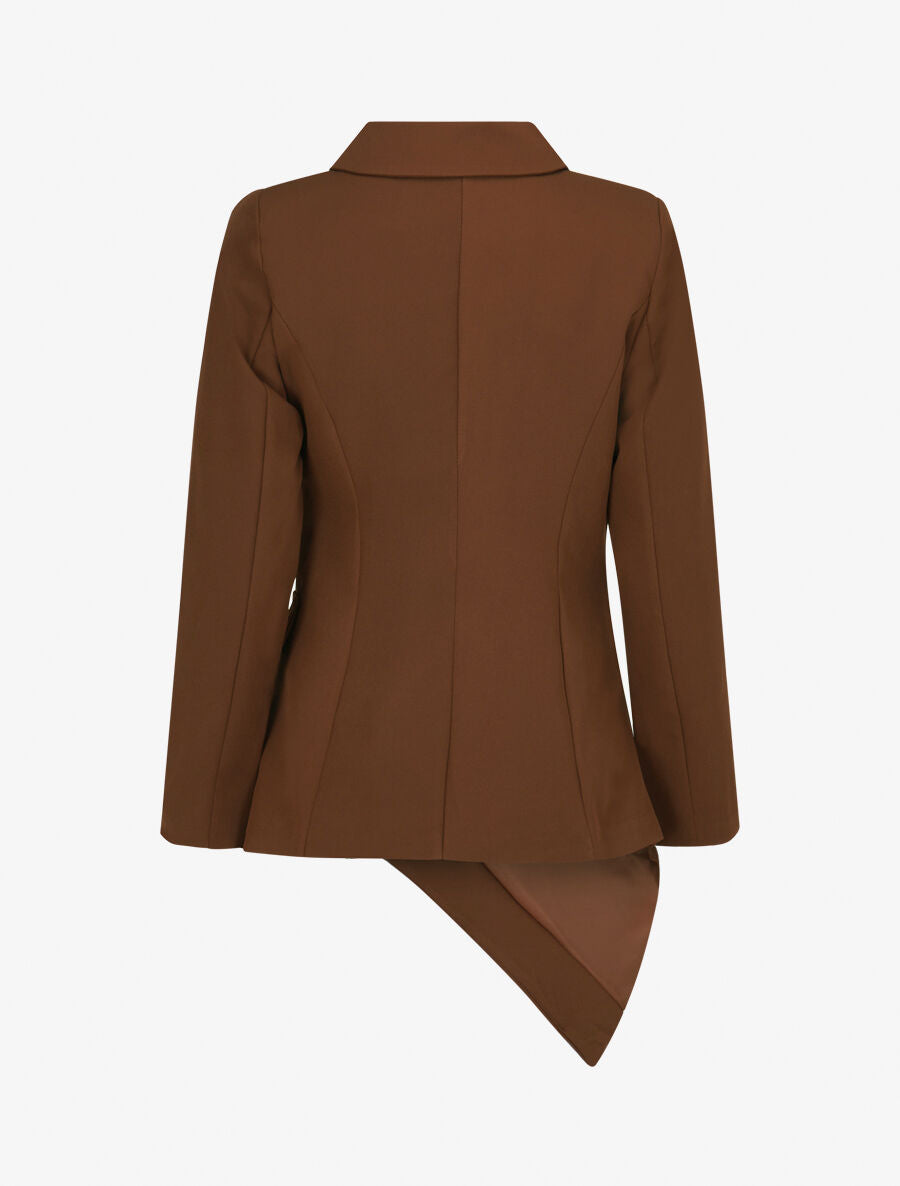 Veste asymétrique à plis - Marron - 2