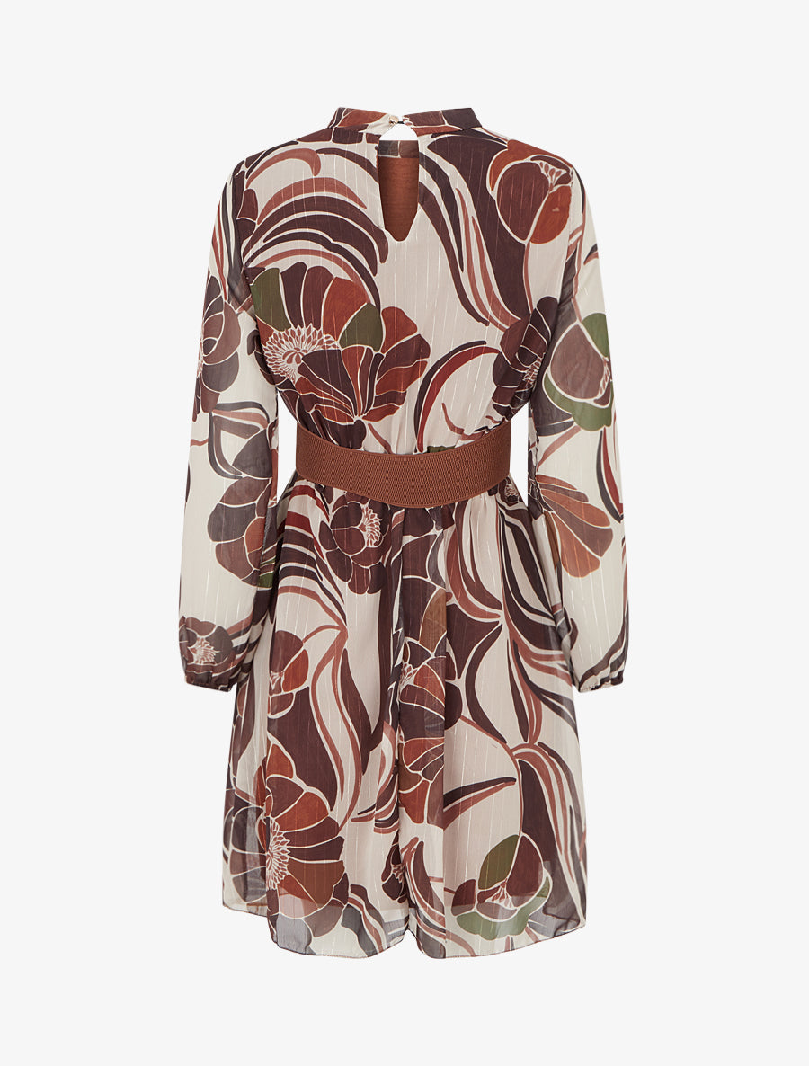 Robe irisée à imprimé floral - Marron - 2