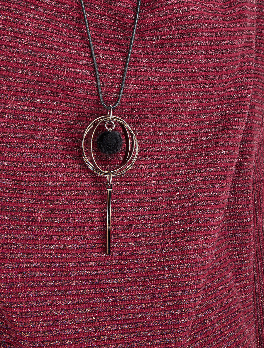 Pull fin rayé à col bénitier - Lie de vin - 3