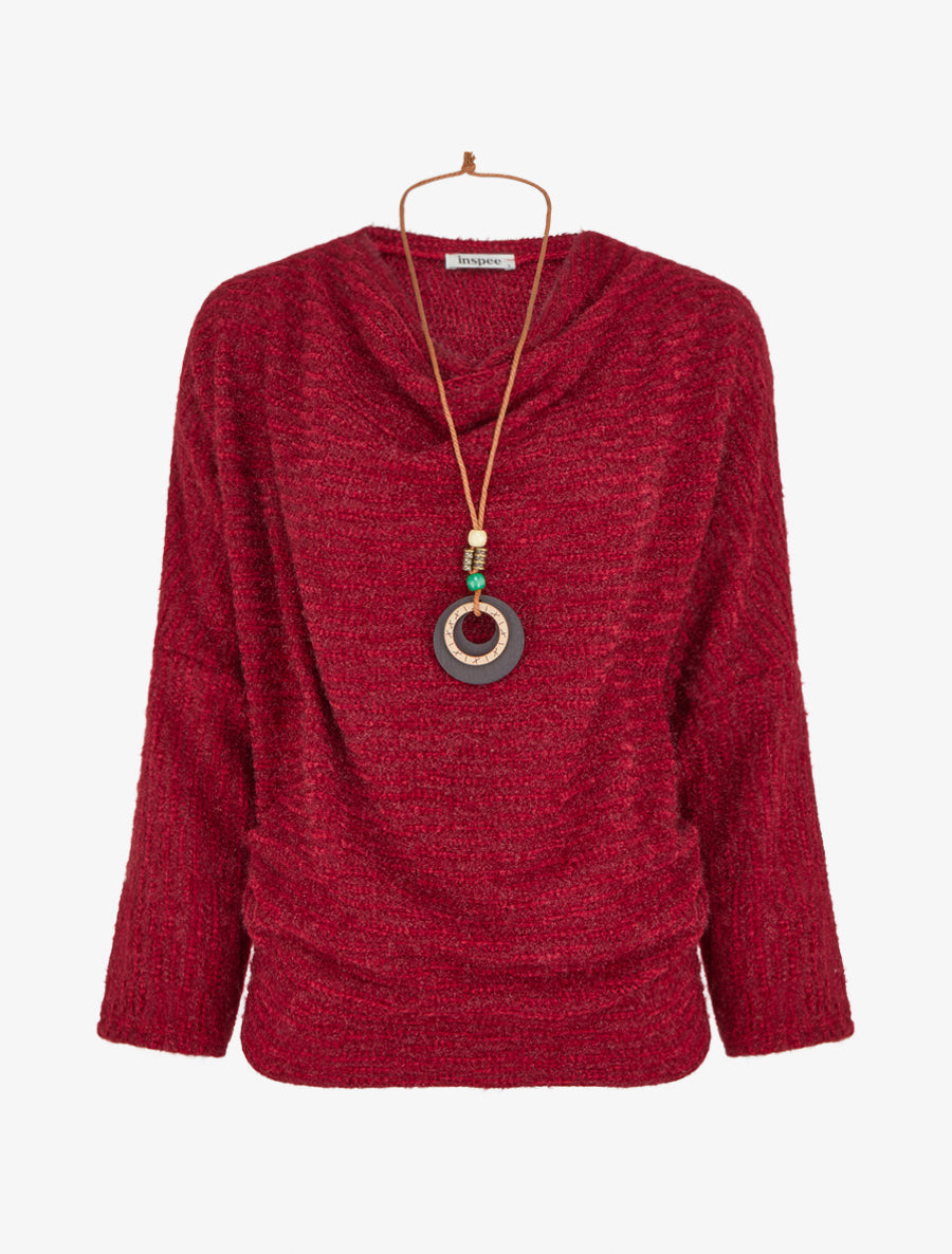 Pull duveteux à manches longues - Rouge - 1