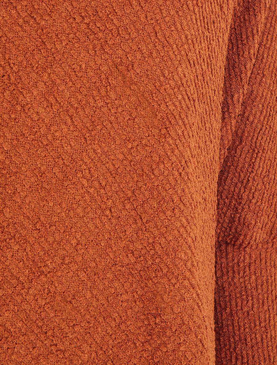 Poncho uni texturé à manches longues - Terracotta - 3