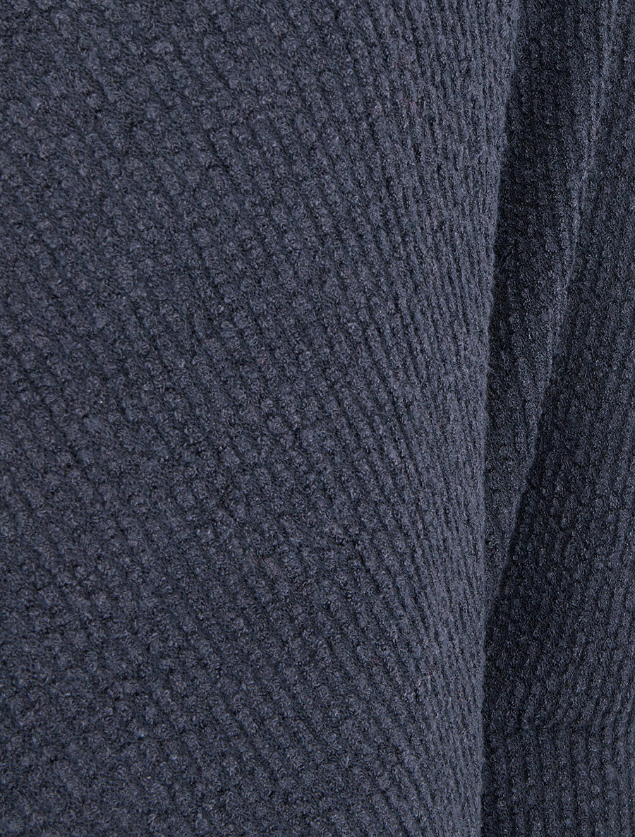 Poncho uni texturé à manches longues - Marine - 3