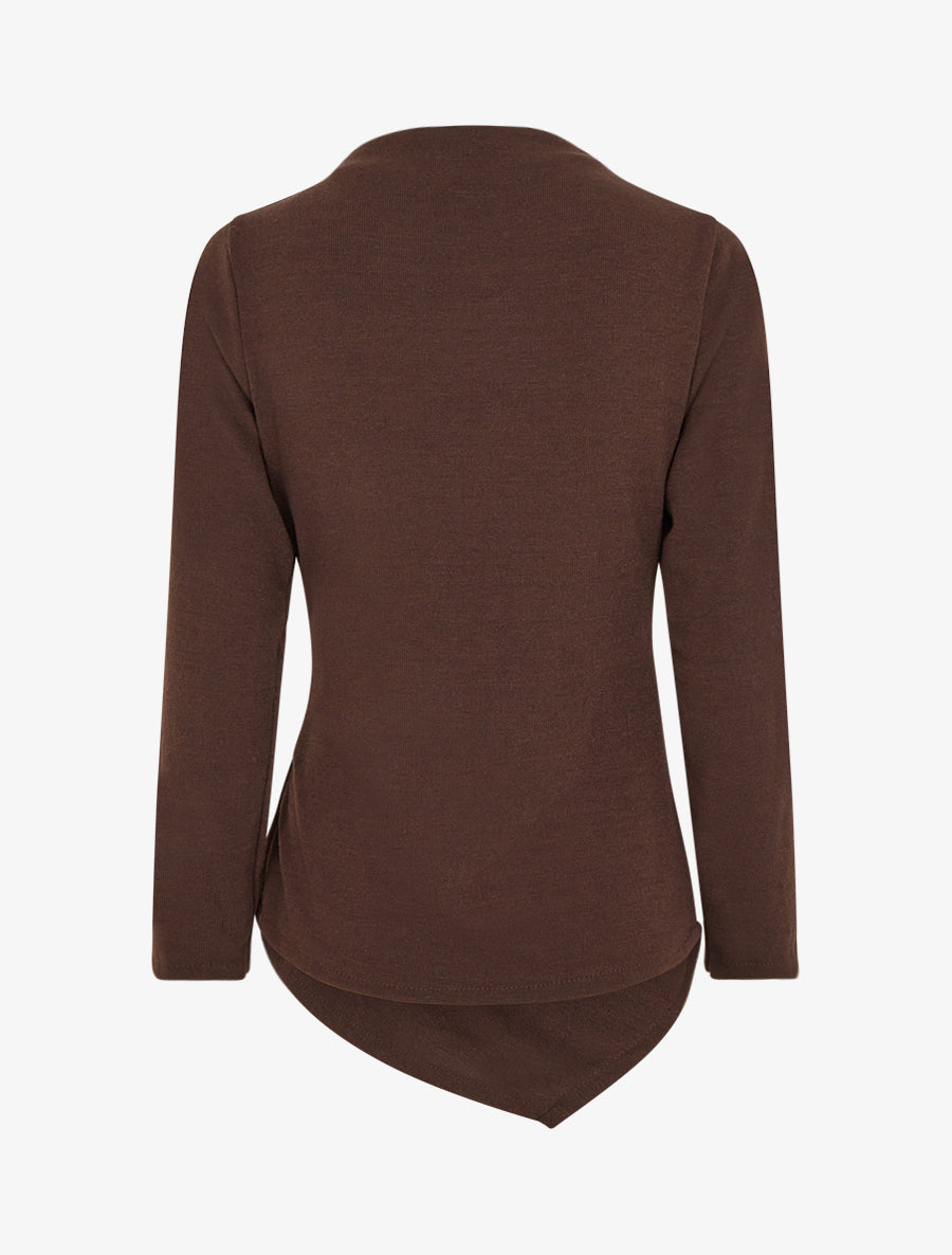 Pull fin à empiècement broche - Marron - 2