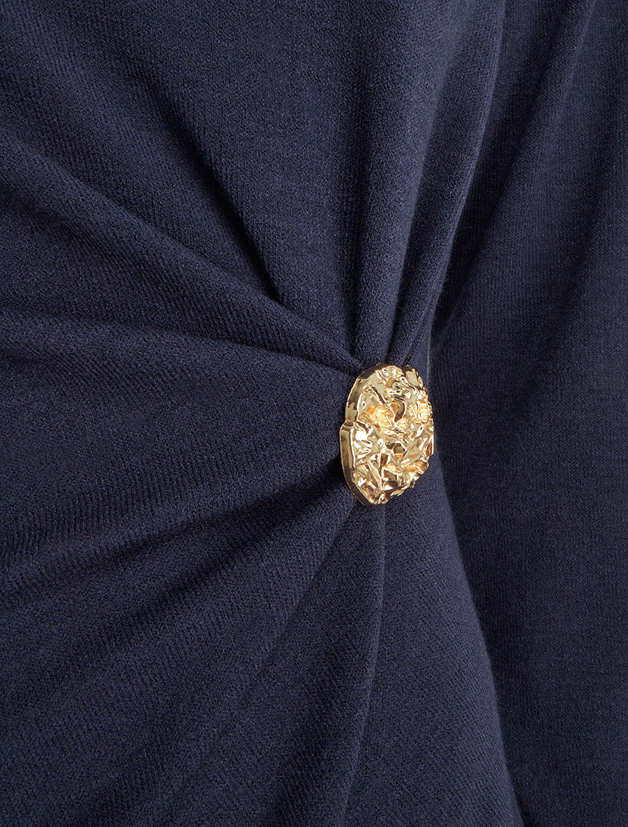 Pull fin à empiècement broche - Marine - 3