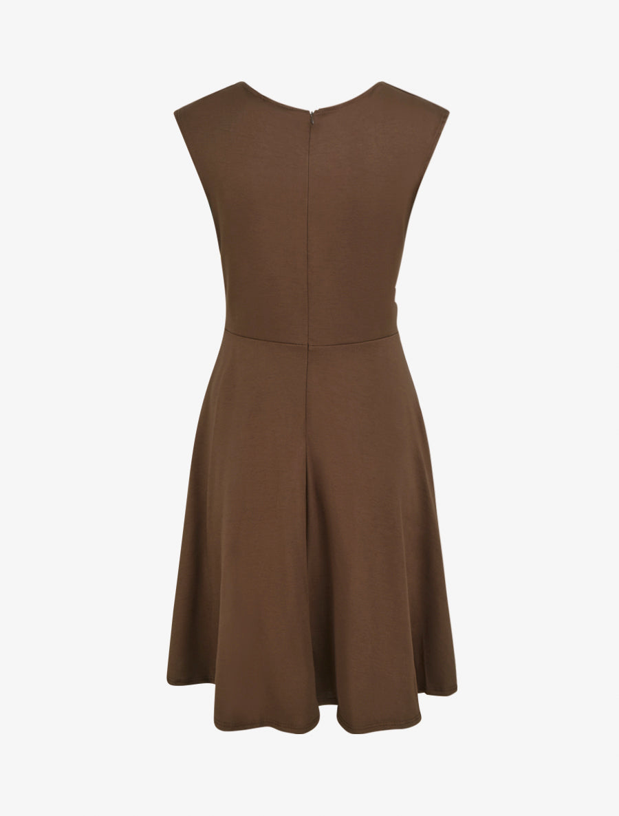 Robe patineuse sans manches à boucle - Marron - 2