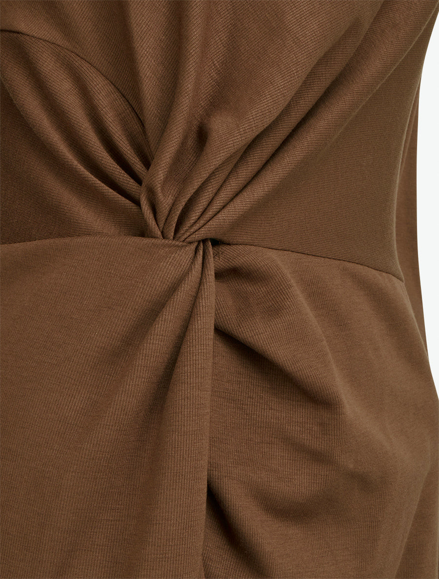 Robe droite effet torsadé à manches longues - Marron - 3