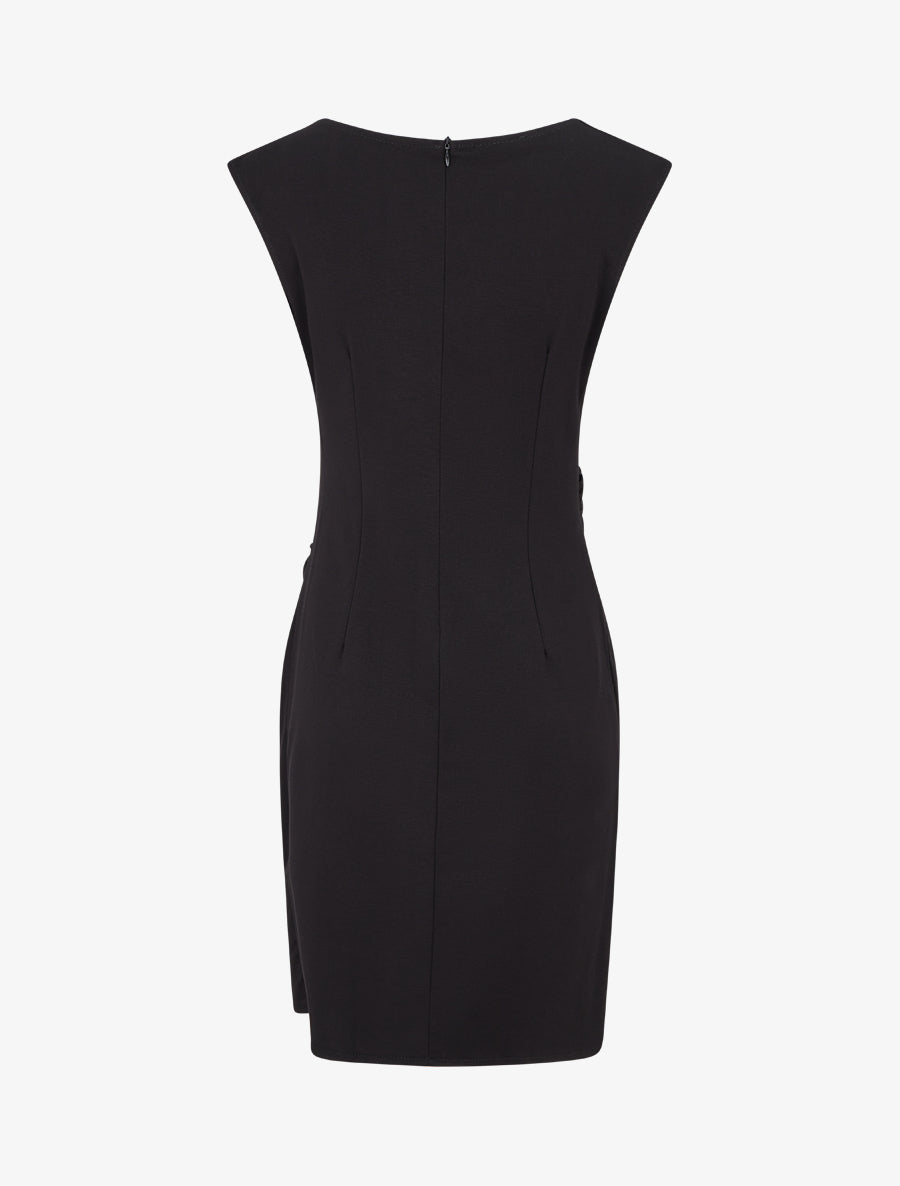Robe droite unie à empiècement métallique - Noir - 2