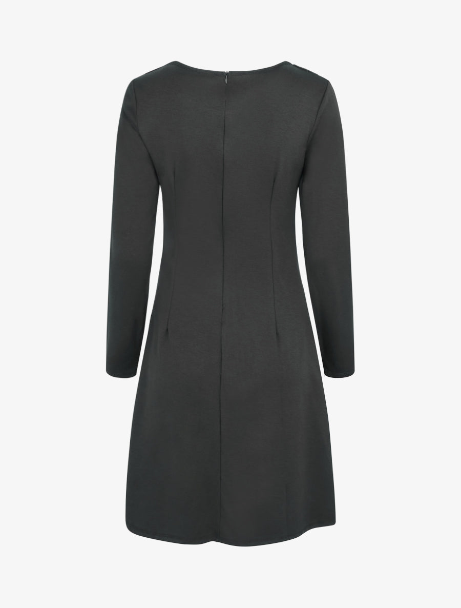 Robe à manches longues et col à boucle - Noir - 2