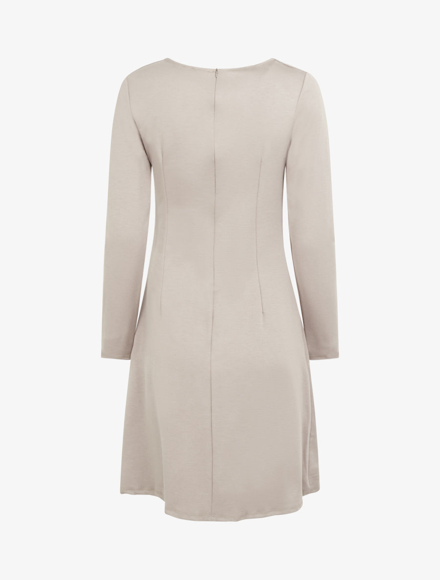 Robe à manches longues et col à boucle - Taupe clair - 2