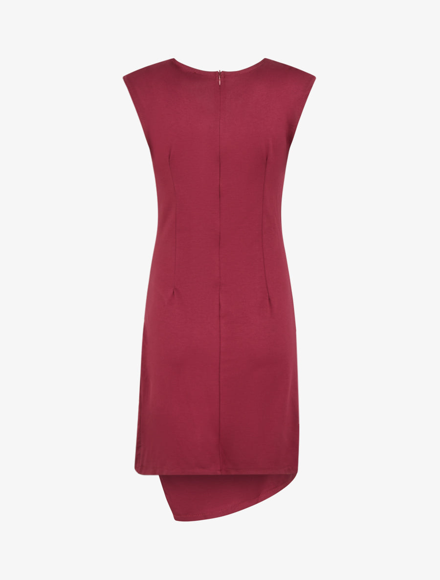 Robe style portefeuille à col bijou - Bordeaux - 2