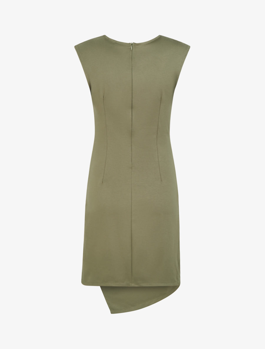 Robe style portefeuille à col bijou - Kaki - 2