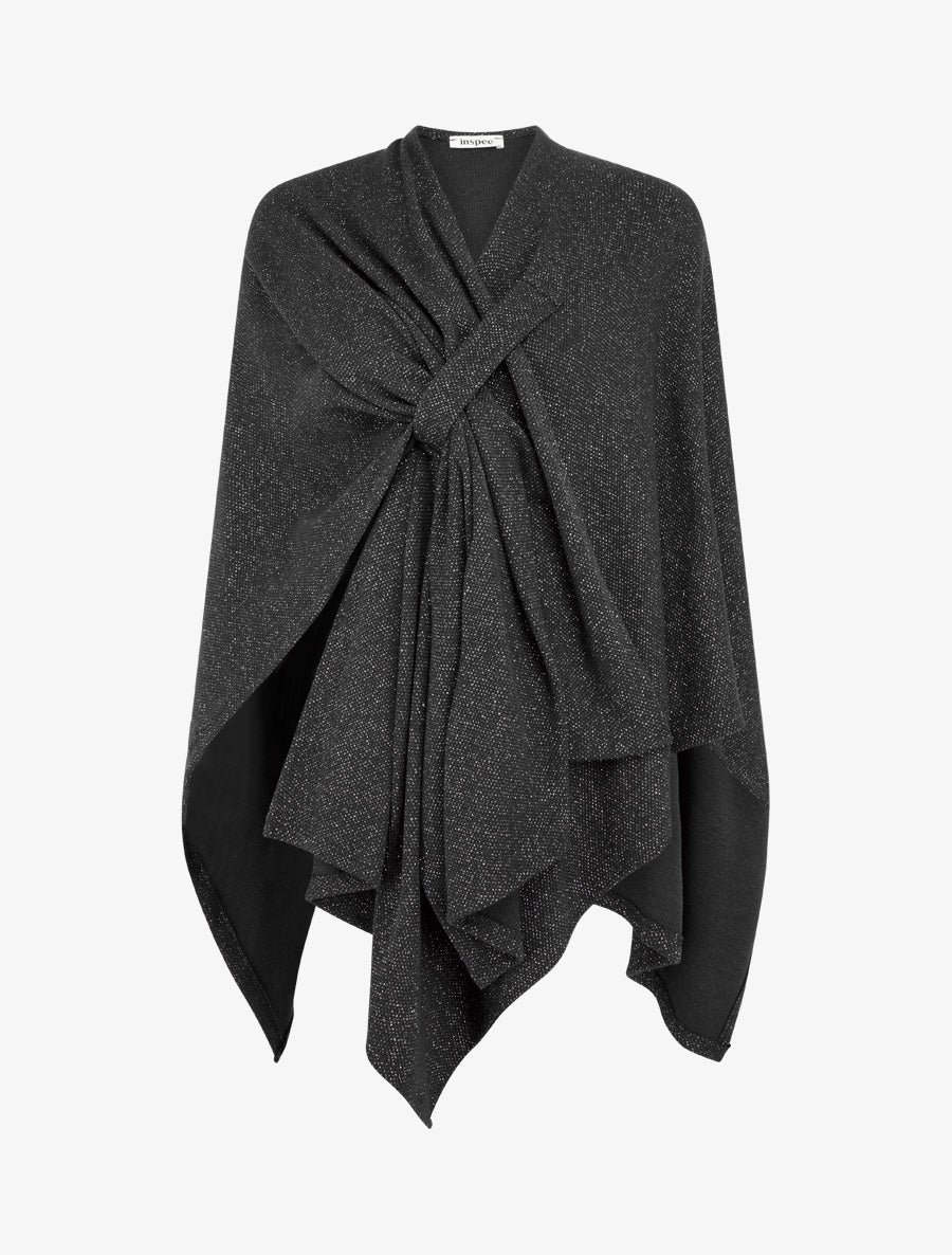 Poncho uni irisé à nouer - Noir - 1