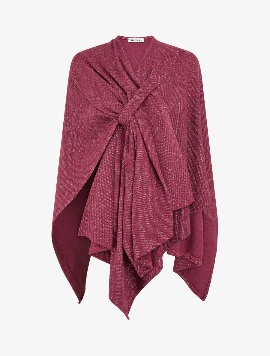 Poncho uni irisé à nouer - Lie de vin - 1