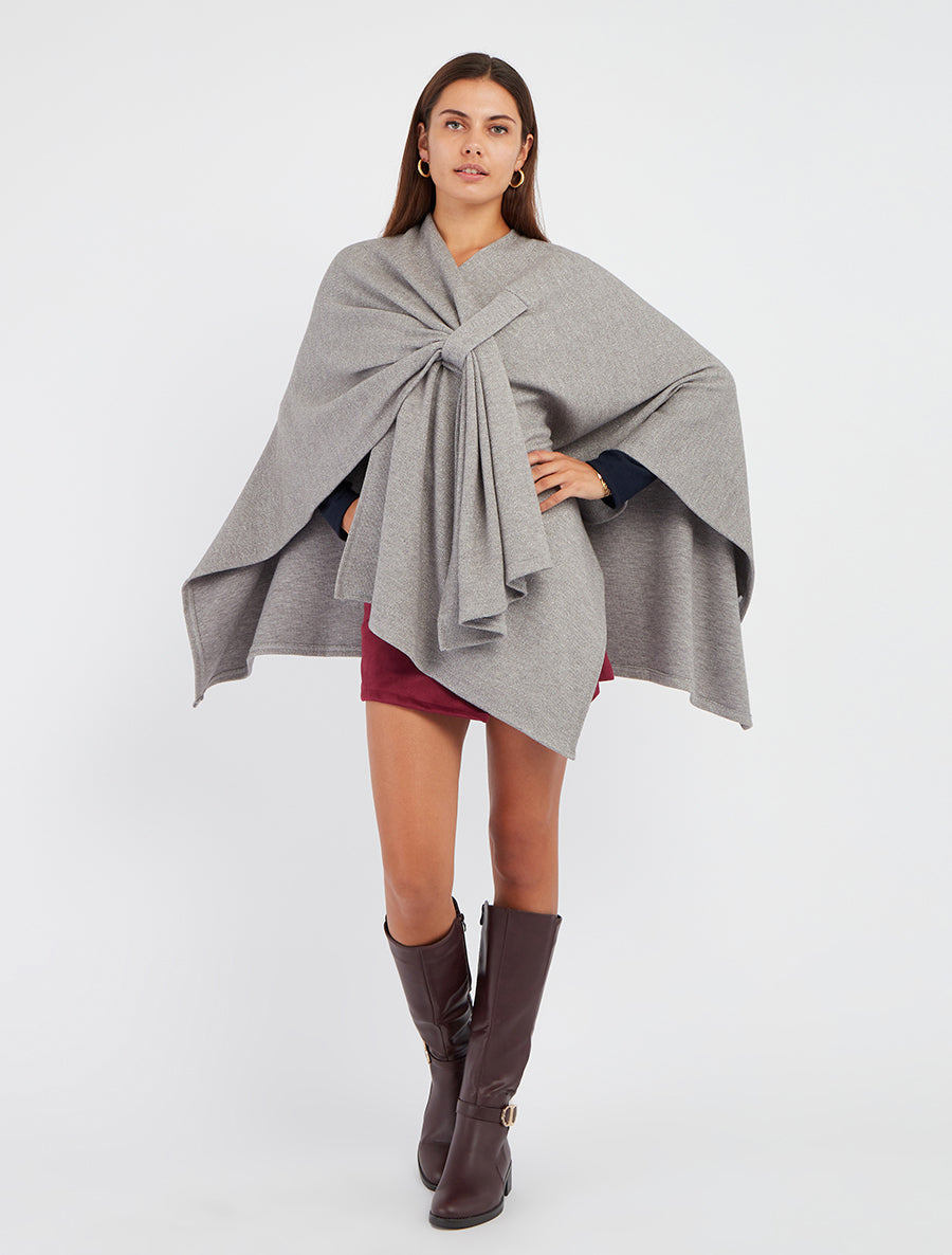 Poncho uni irisé à nouer - Gris - 8