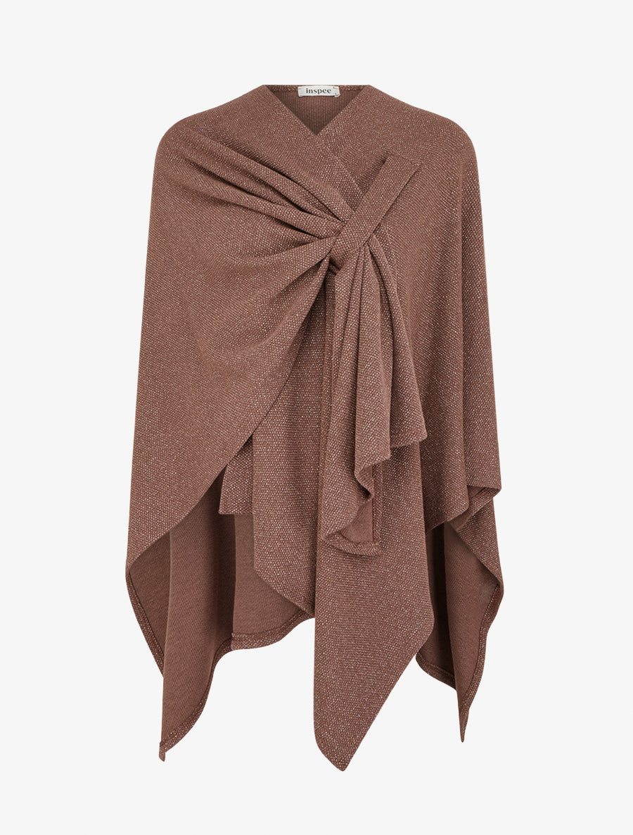 Poncho uni irisé à nouer - Marron - 1