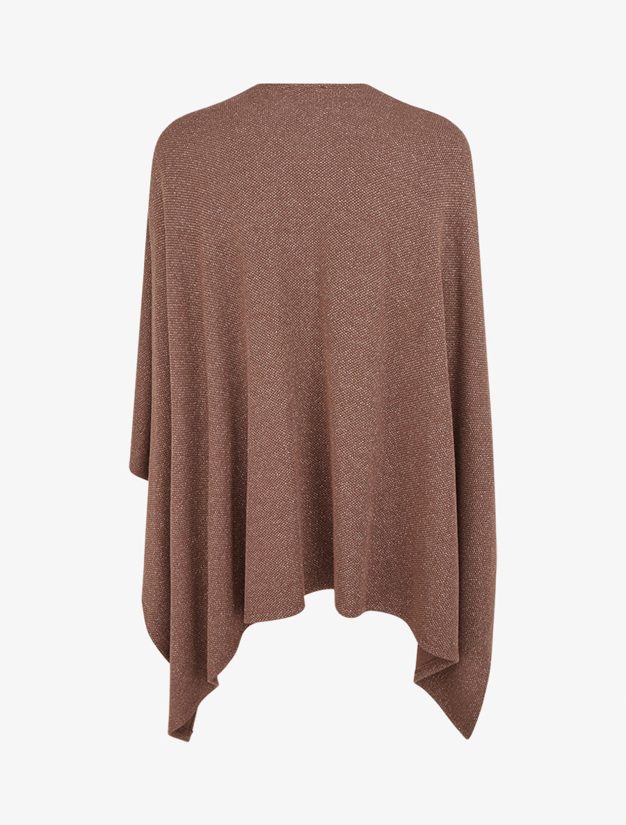 Poncho uni irisé à nouer - Marron - 2