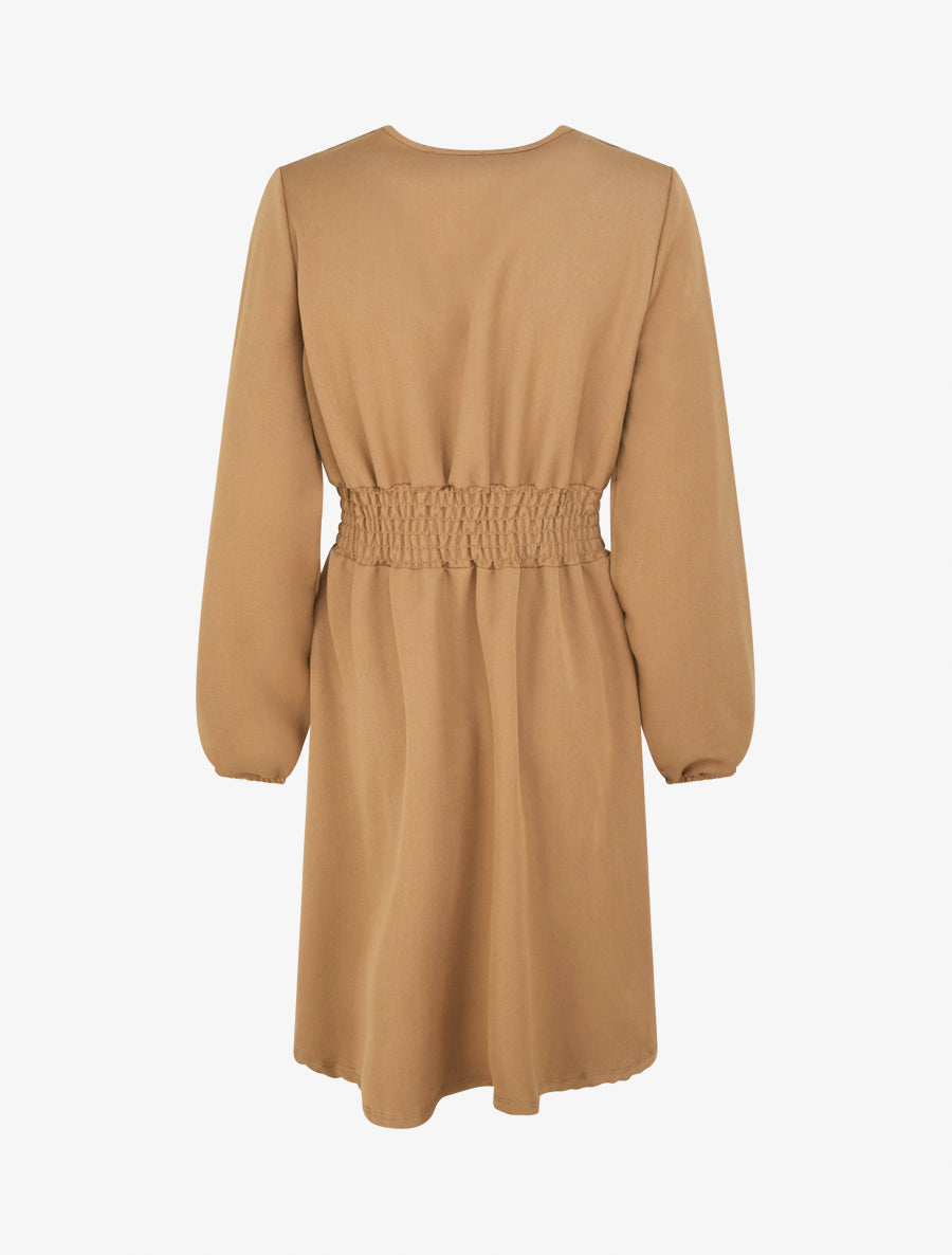 Robe uni cache-coeur à bande stylisée - Camel - 2