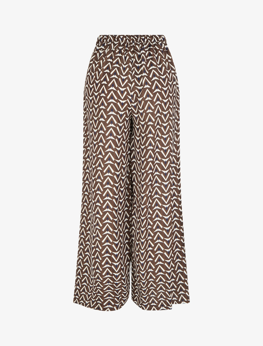 Pantalon ample imprimé géométrique - Marron - 2