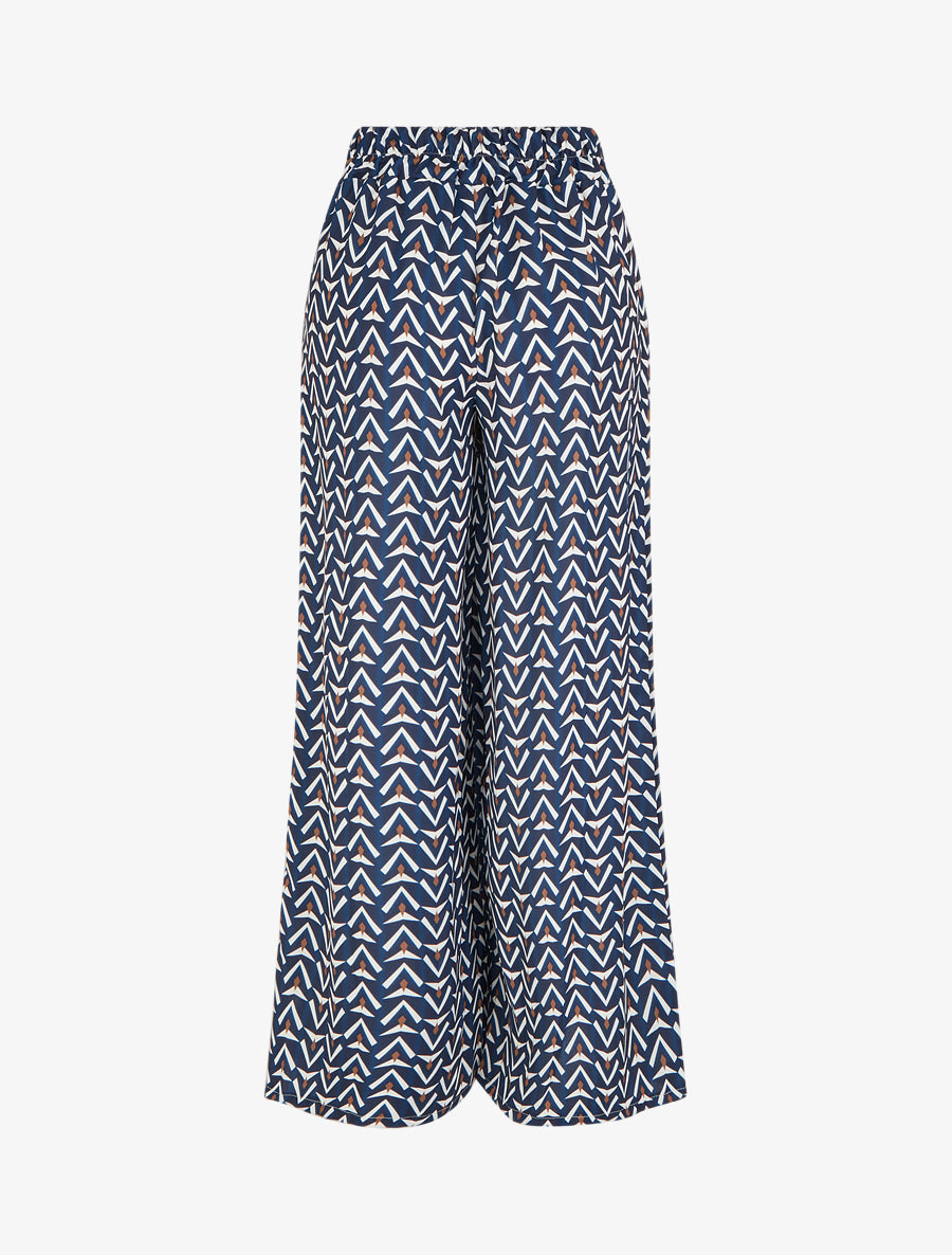 Pantalon ample imprimé géométrique - Marine - 2