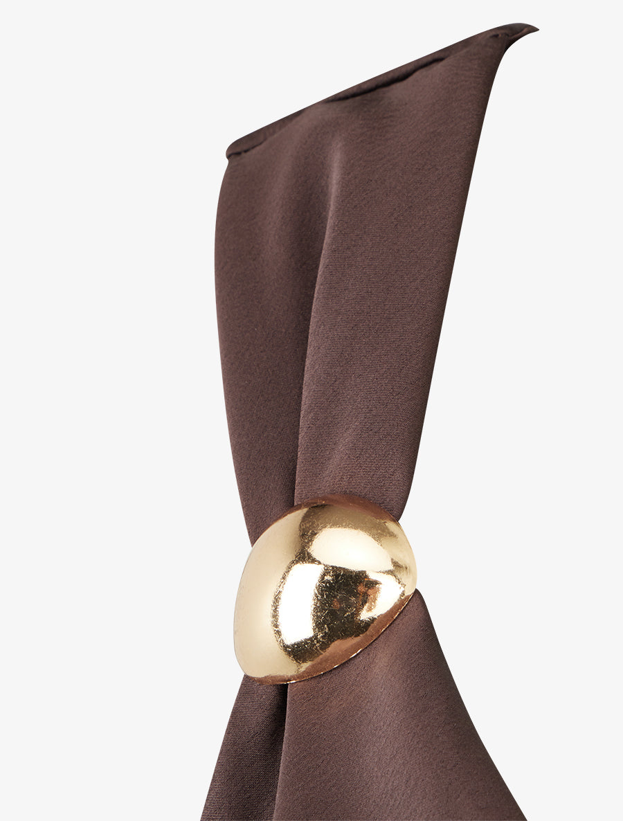 Top satiné à empiècement bijoux - Marron - 3