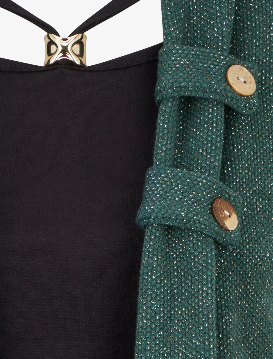 Pull effet gilet en superposition irisé - Vert foncé - 3