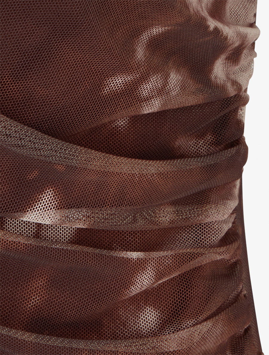 Top imprimé graphique en tulle - Marron - 3