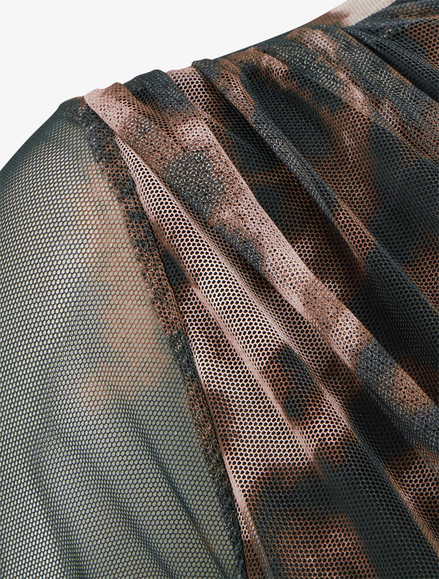Top imprimé graphique en tulle - Noir - 3